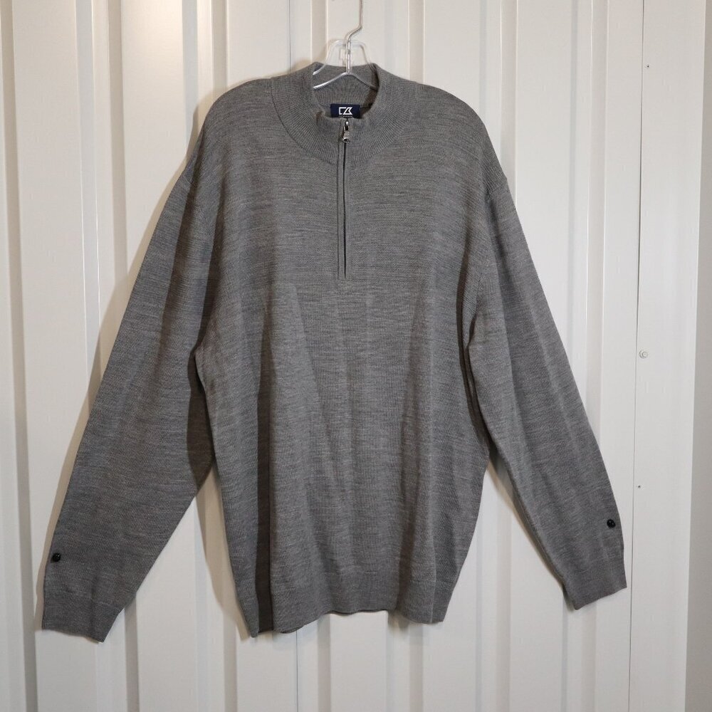 Cutter & Buck Mens Long Sleeve Douglas Big and Tall Half Zip Sweater Size XXL
